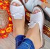 New Breathable Hollow Bow Large Size Women's Shoes Casual One-character Slippers Women