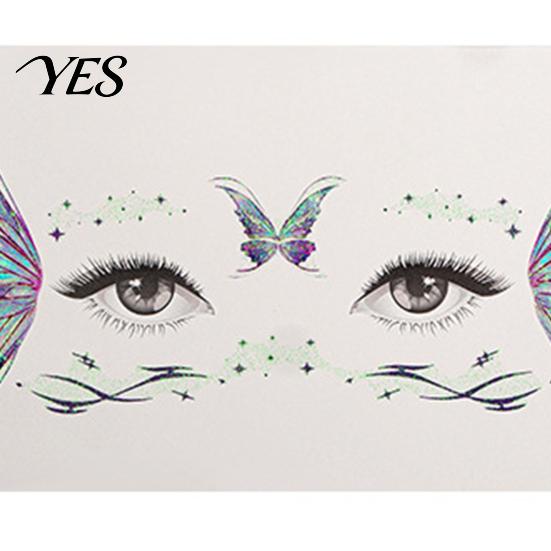 Mobile Phone Case Stickers 5 Sheets Glitter Butterfly Eye Stickers, Temporary Face Tattoos for Tail Kids, Cartoon Decals Festival Makeup, Party Decor