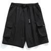 Japanese Style Men's Summer Buckle Belt Workwear Shorts Loose Casual Knee-Length Short Pants