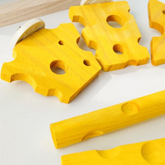 Ptačí bidýlko ve tvaru sýra, stojan na papoušky, dřevěný andulka, žvýkací bidýlko, broušení tlapek