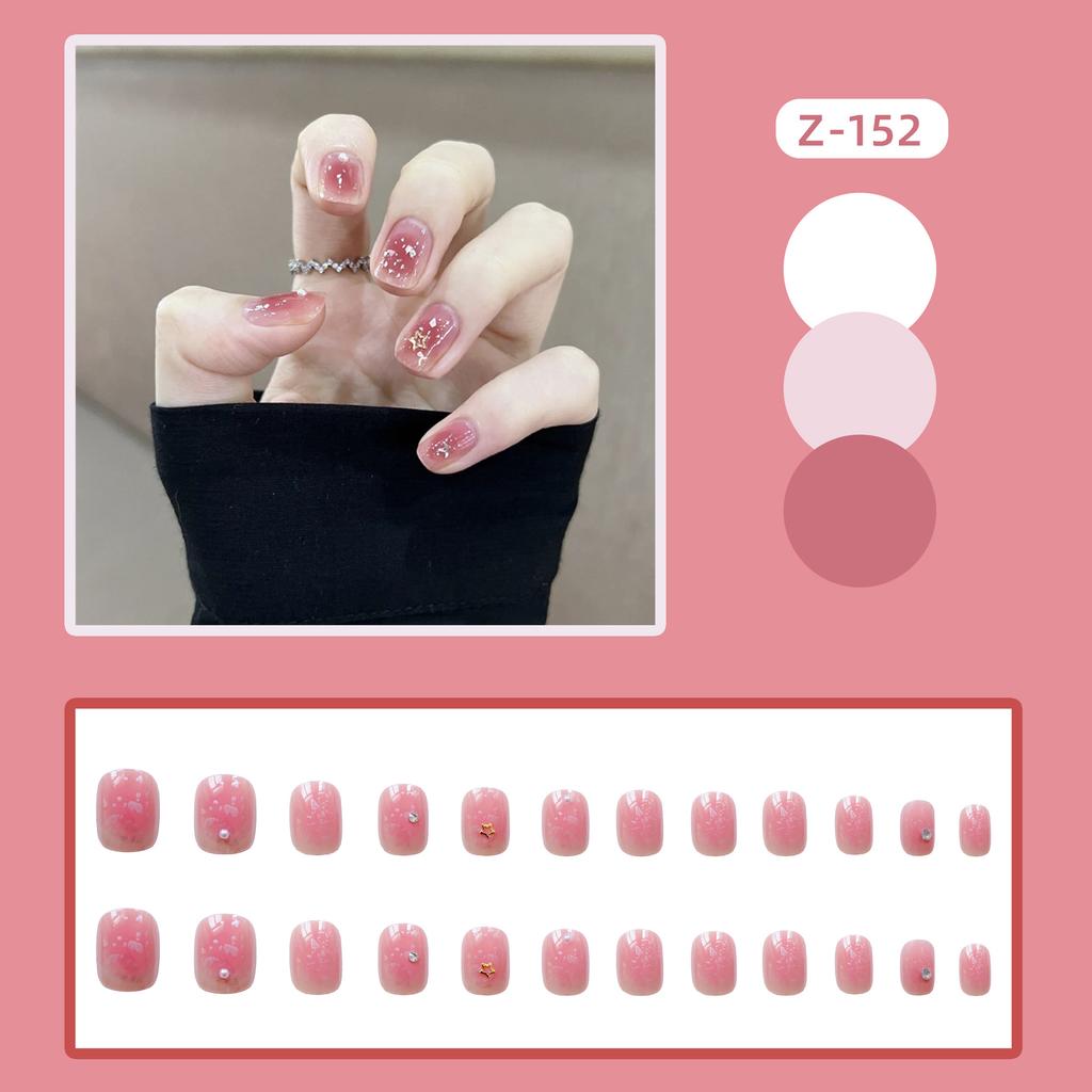 24Pcs Frosted Smoky Black Ripple Fake Nails Full Coverage Removable Press On Nails Finished Nail Stickers