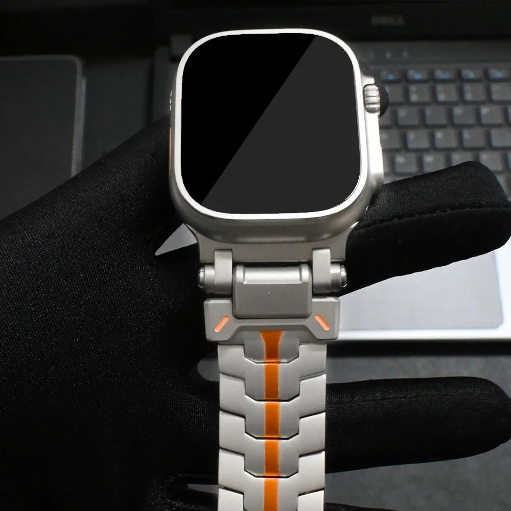 Titanový článkový náramek pro Apple Watch Ultra3 49mm 45mm 44mm 46mm Nerezový řemínek pro Iwatch Series 11 10 9 8 7 6 Se