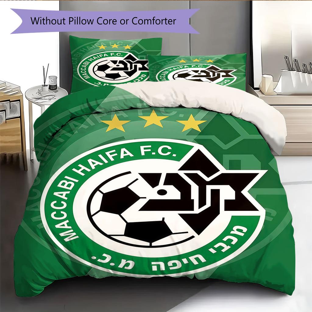 Maccabi Haifa Pattern Bedding Home Decoration Birthday Gift ( 1 duvet cover + 2 pillowcase, without core),fan merchandise.