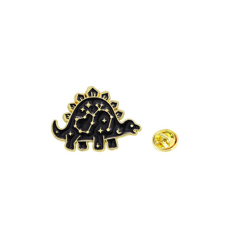 

4 Styles Cartoon Space Star Pattern Dinosaur Design Enamel Brooches Girls Cute T-Rex Brontosaurus Stegosaur Shaped Golden Pins