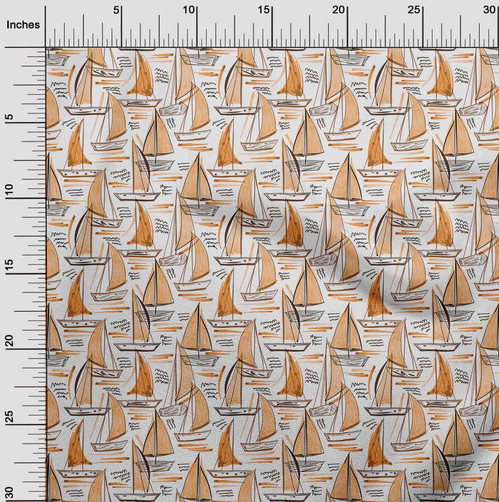oneOone Cotton Flex Dark Peach Fabric Beach Boat Sewing Fabric By The Yard Printed Diy Clothing Sewing Supplies 40 Inch