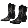 FOREADA Women Ankle Cowboy Boots Pointed Toe Chunky High Heels Embroidery Wester Short Boots Ladies Fashion Shoes Winter Red