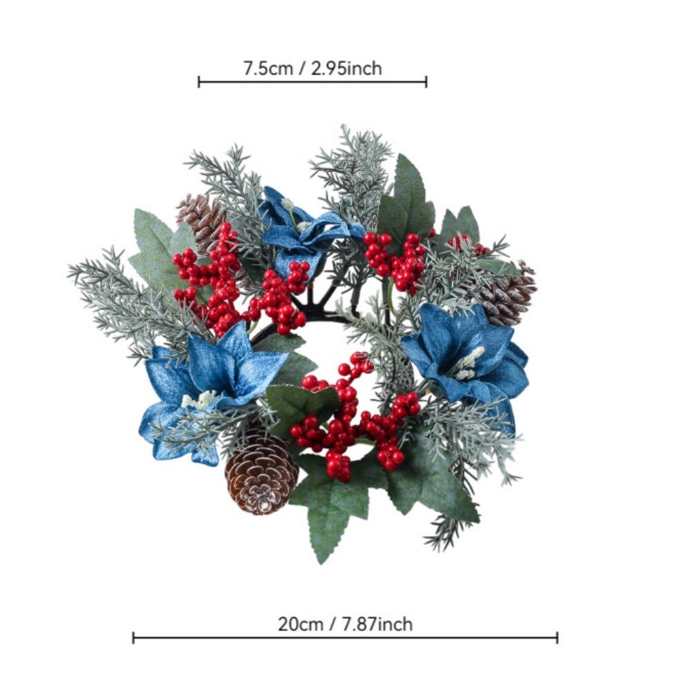 Christmas Candle Rings Table Decoration Christmas Wreath Candle Holder Ring Red Berries Table Centerpieces Candle Wreath