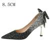 Fashion 2025 New French Bow Pumps Gradient Crystal Sequin Senior Sense Bridal Wedding Shoes Bridesmaid Shoes Dinner Shoes