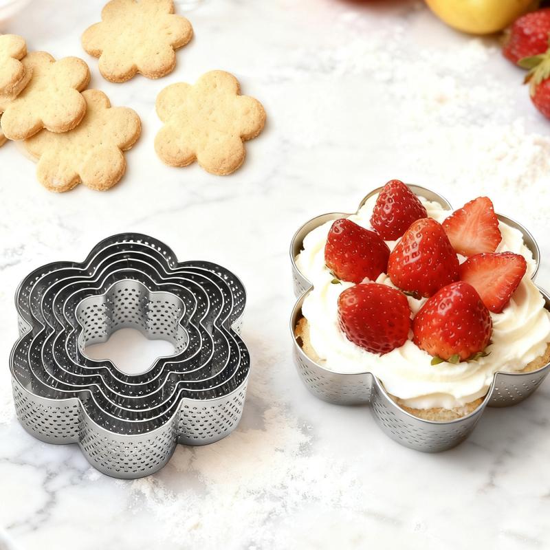 Baking Mousse Tart Ring 1 Pcs Stainless Steel Perforated Pastry and Crumpet Mold for Kitchen and Home Hotel Use