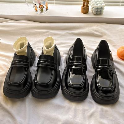 Platform Muffin Loafers Women's Spring and Autumn 2025 New Women's Shoes One Pedal Black Single Shoes British Style Small Leather Shoes