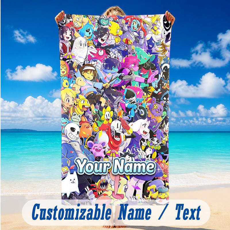 Beach Towel Custom Name Text, Quick Dry Large Towel For Beach HomeUndertale