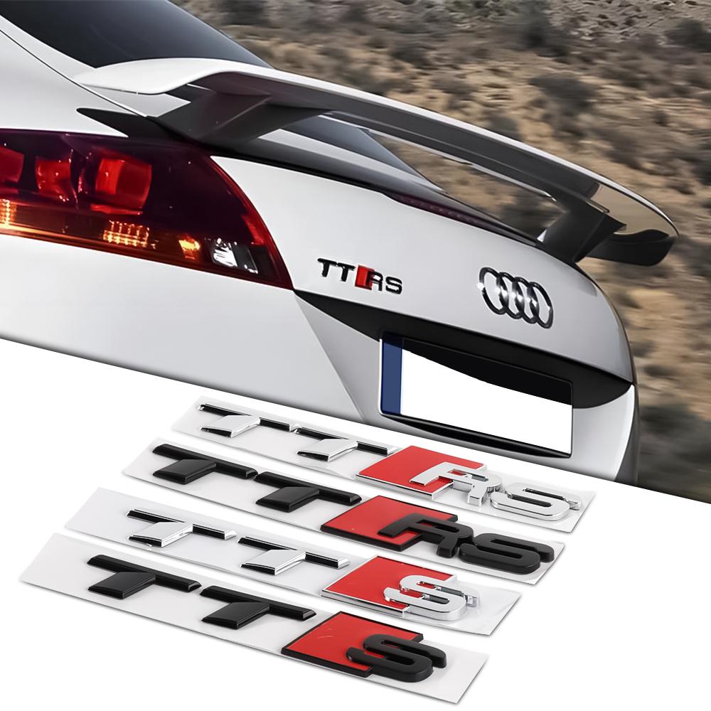3D ABS Glossy Black/Silver Logo Car Rear Trunk Emblem Sticker Decal Decoration For 5rvdf TTRS TTS Logo Replacement Accrssories rvdf5