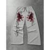 Y2K Gothic Letter Print Wide Leg Sweatpants Loose Fit Tie Waist Track Pants Unisex Women