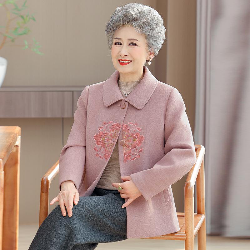 Mom's Stylish Winter Wool Jacket - Chinese Design for Middle-aged and Elderly Women