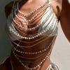 Vest, Multiple Chains, Punk Tassel Chain, Neck Hanging Pearl, Top, Tank Top, Body Chain, Chest Chain, 2025 New Model