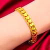 Women's Gold Rose Flower Heart Bracelet, Simple Carved Design.