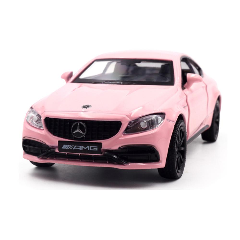 Benz C63 AMG Coupé, Automodell aus Leichtmetall im Maßstab 1:36, exquisite Simulation, Spielzeugauto aus Druckguss, Sportwagenstil 1/36-Size:12.5*5*3.5cm rosa