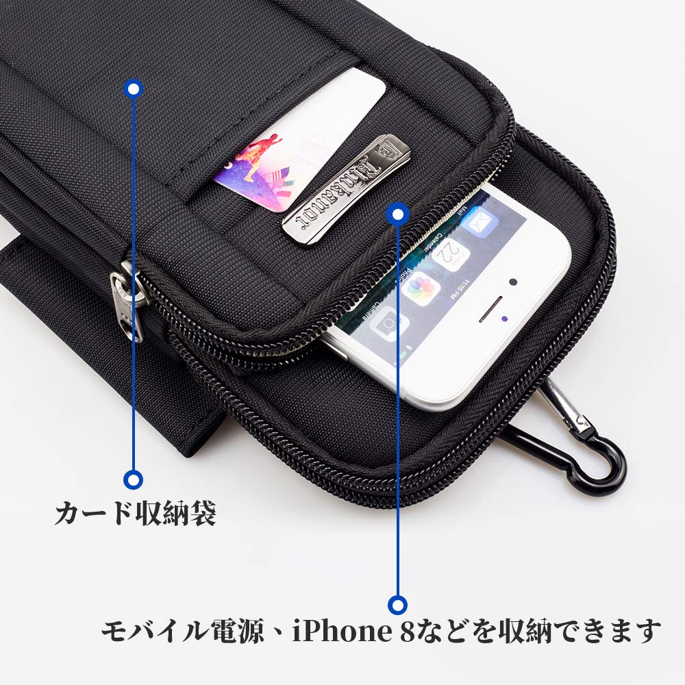 BAGZY Shoulder Waist Smartphone Hiking Pouch with Carabiner and Shoulder EDC Molle Tactical Sports Waist Card Crossbody Small Item Gadget Smartphone