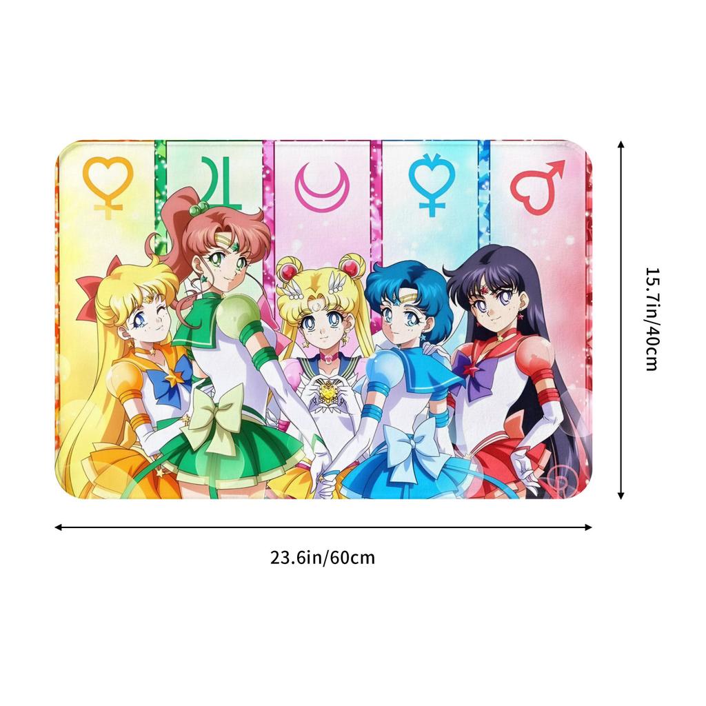 Cartoon Anime Girl Sailors Moons Front Door Mat Anti-Slip Outdoor Absorbent  Doormat Floor Bathroom Entrance Rug Carpet