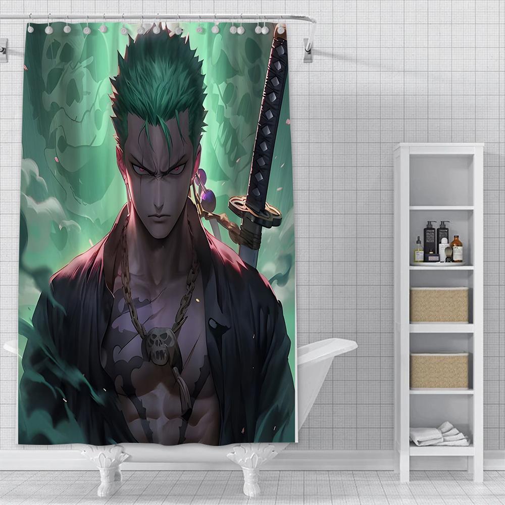 Shower Anime For L-Luffys Curtain Waterproof Polyester Fabric Paint Colorful Bath Curtains Home Bathroom Decor Curtain With Hook