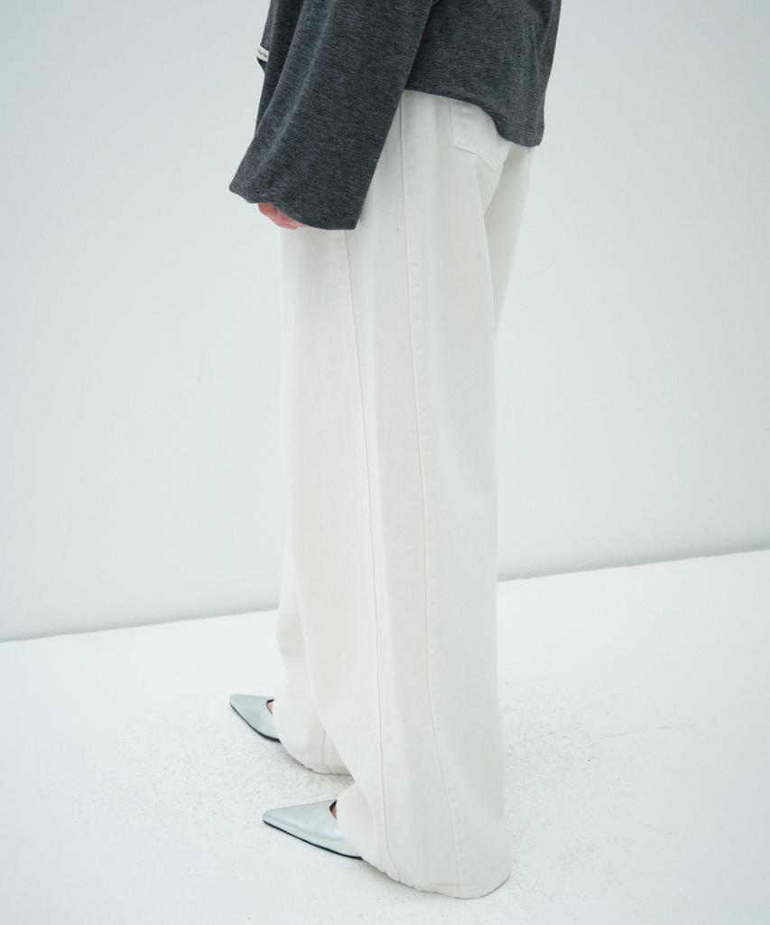 Obeodyupeulleeo Cotton Wide Denim Pants_White
