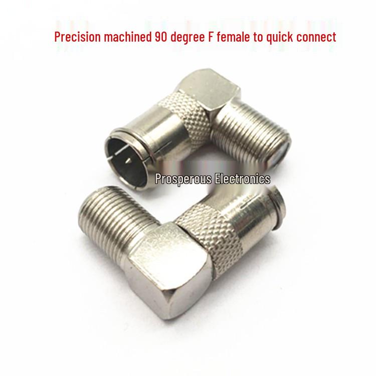 Bent 90° Imperial RF Adapter: F Female To Quick Plug Cable Connector