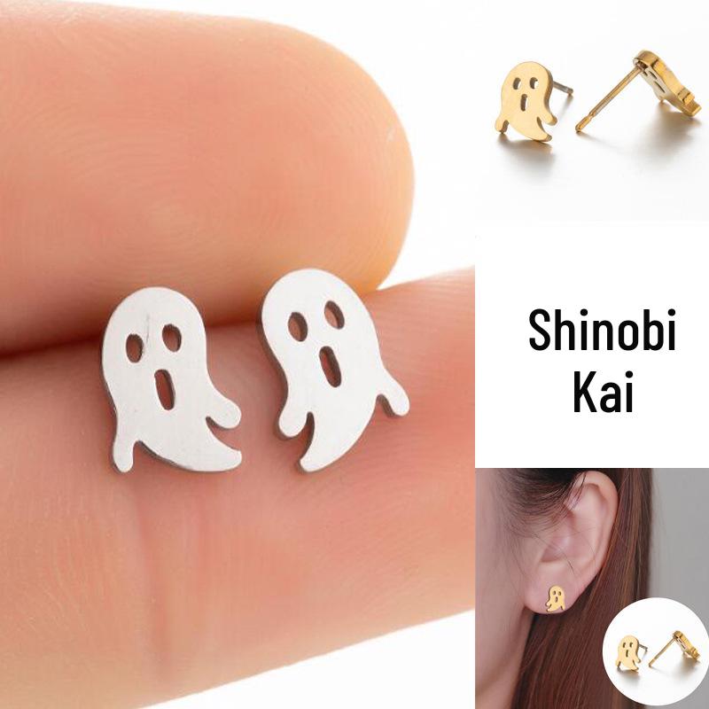 European American Halloween Devil & Ghost Stainless Steel Cartilage Earrings for Women