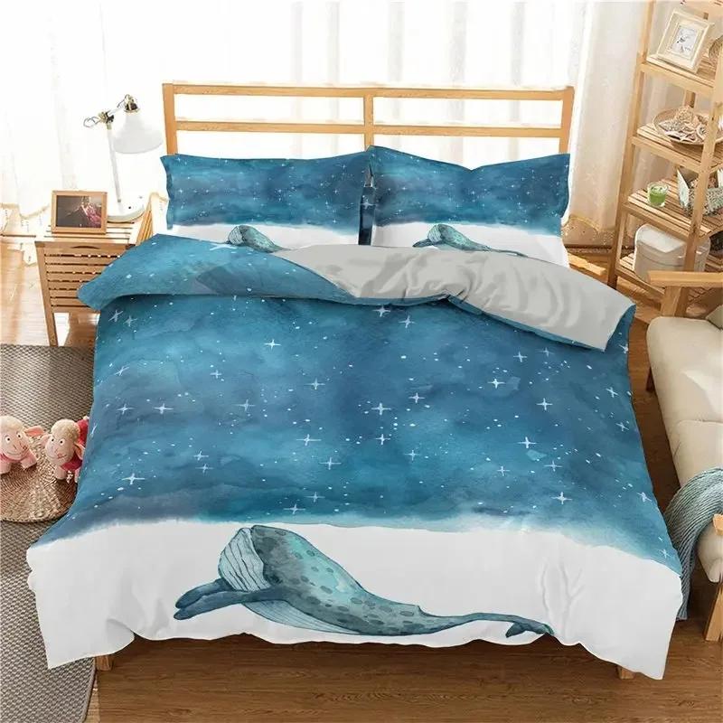 Comforter Ocean Dolphin Bedding Set For Kids Adult Boho Style Marine Themed Microfiber Sea Creatures Bedroom Decor