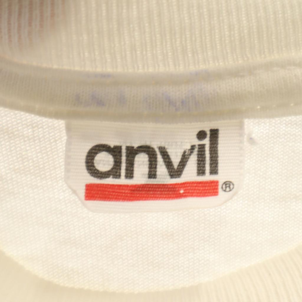 anvil 90s Old animal print Short sleeve T-shirt white Men's Used