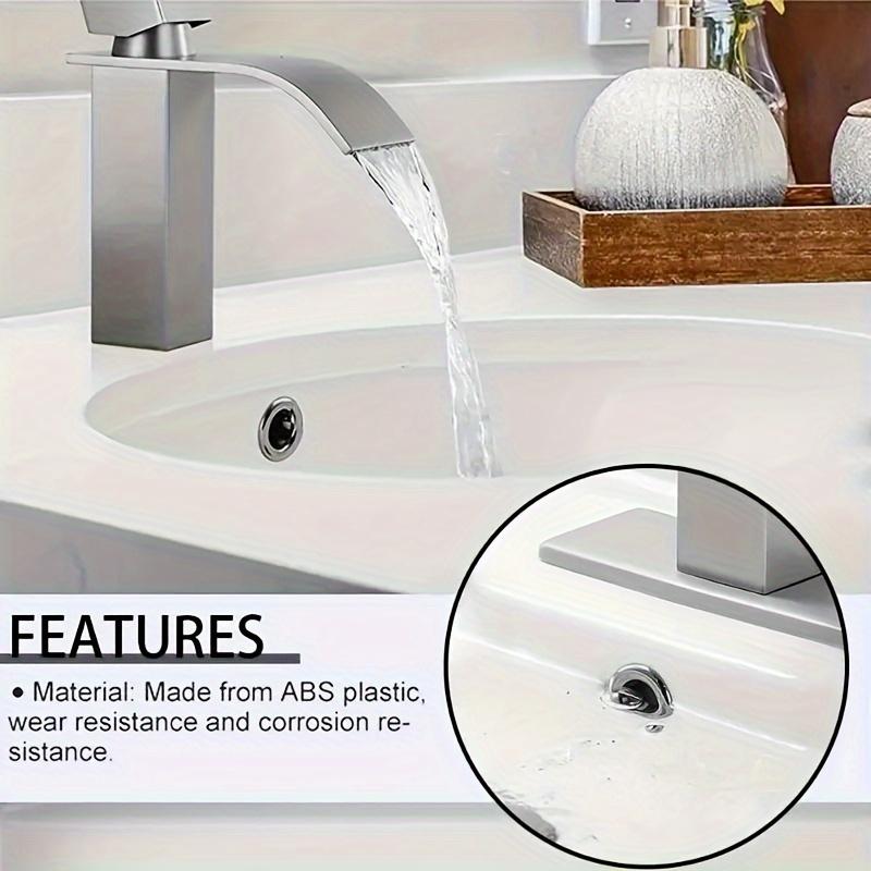 4pcs Elegant Stainless Steel Sink Drain Cover with Decorative Knob -Leak-Proof Easy-Install Overflow Stopper for Bathroom