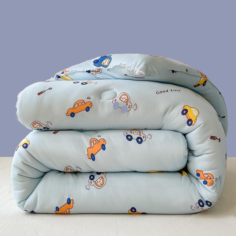 All-Season Cute Cartoon Print Comforter Adults Children Thick Warm Winter Quilts Single Double Size Soy Fiber Soft Quilt for Bed