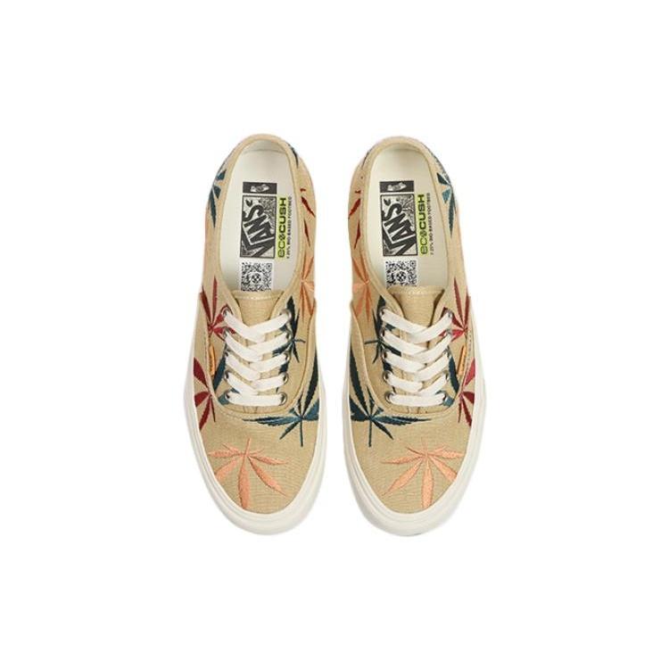 Vans Authentic Low Tops Casual Skateboarding Shoes Unisex Light Brown Embroidered 'Light Brown Red Blue' Men's VN0A5EE2AZB