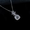 Zhou Hengfu Ruby Bowknot Pendant In S925 Sterling Silver White Gold Plated Light Luxury Necklace