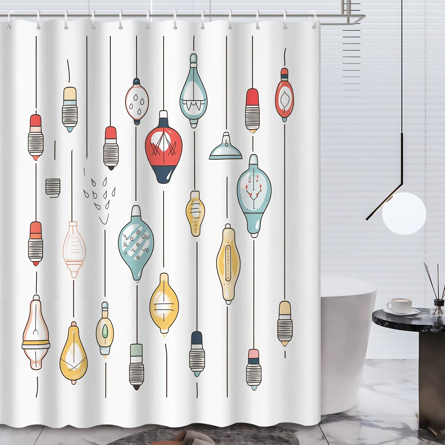 

1Pc Cartoon Light Bulb Shower Curtain - Colorful Pendant Design, Polyester, 72X72 , Bathroom Decor W60H190(CM)-1 Pcs