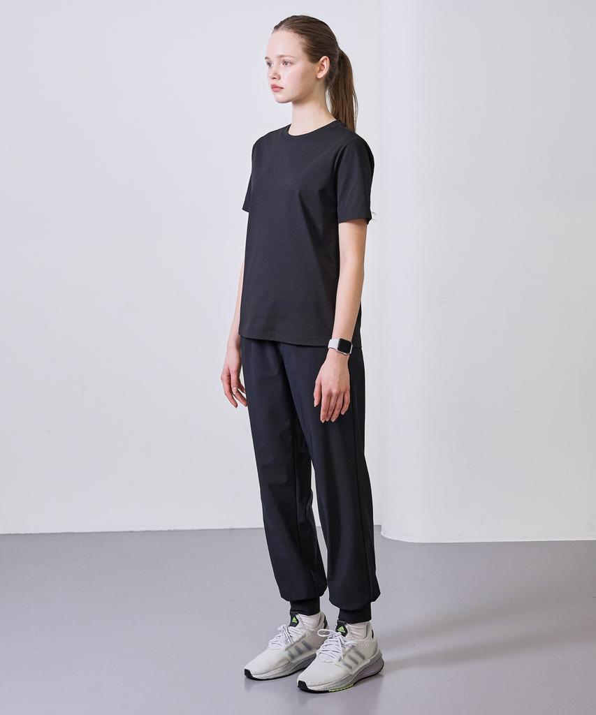BASIC HOUSE Women'S Super Stretch Spandex Elastic Waist Jogger Pants Black