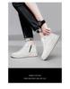 Men's Mid-Top Round Toe Lace-Up Leather Casual Shoes with Height Boost