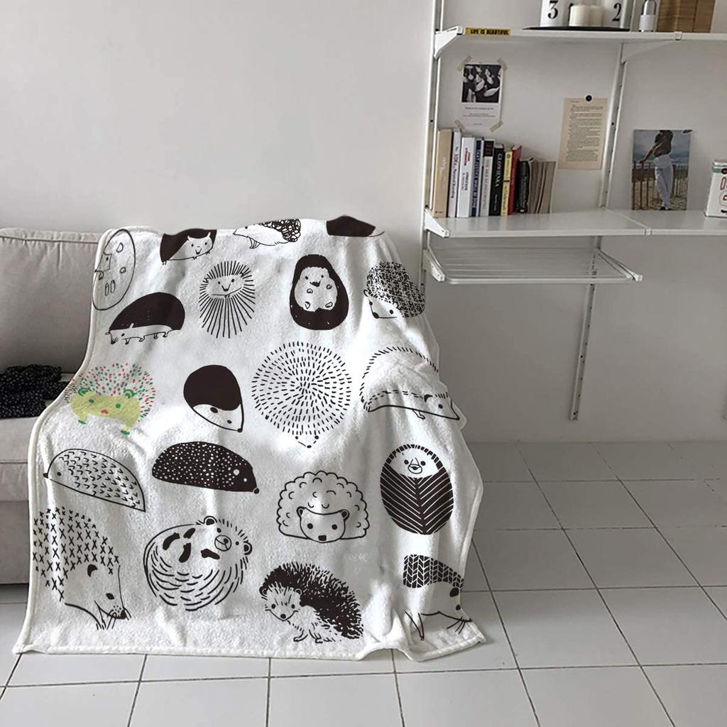 Flanell-Fleece-Überwurfdecke für Sofa, Couch, Bett, niedlicher Cartoon-Igel, weiche, kuschelige, leichte Decke für Erwachsene/Kinder 39x49 Zoll