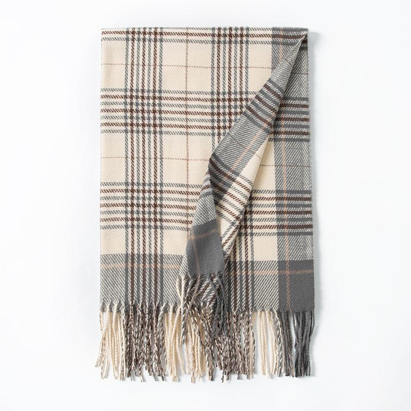New Scarf for Women High End  Autumn and Winter  Korean Version  Versatile Plaid  Thickened  Student Couple  Imitation Cashmere Scarf