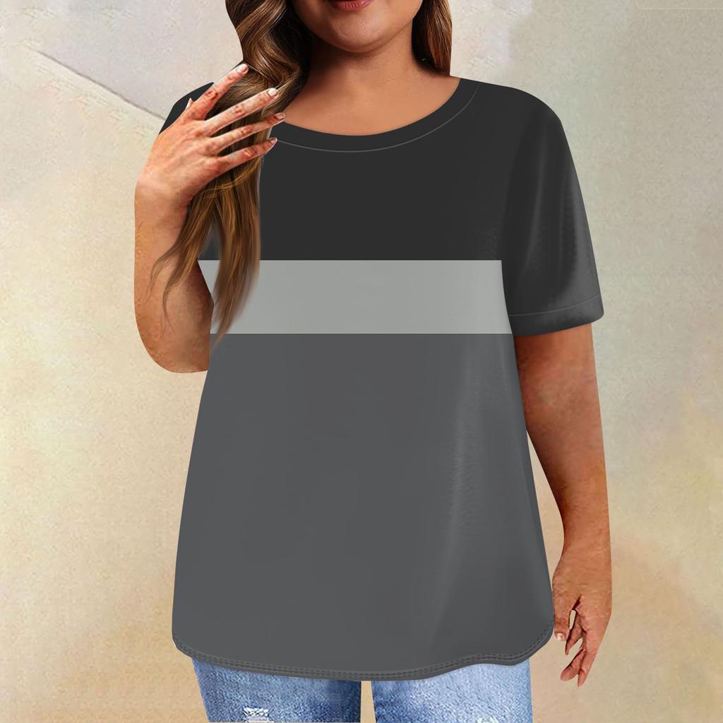 Women's Short Sleeve Shirt Round Neck Plus Size T Shirt Printed Casual Tops