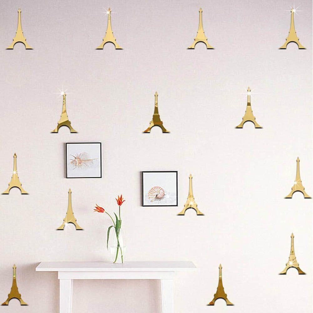 12 Pezzi Adesivi Murali Adesivi Torre Eiffel Decalcomanie Rimovibili Decorazione Acrilica Moderna Cartone Animato Bambini Articoli per la Casa