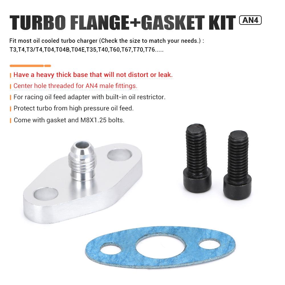 AN4 Turbocharger Oil Pipe Flange Adapter for T3/T4 - Modified Auto Parts