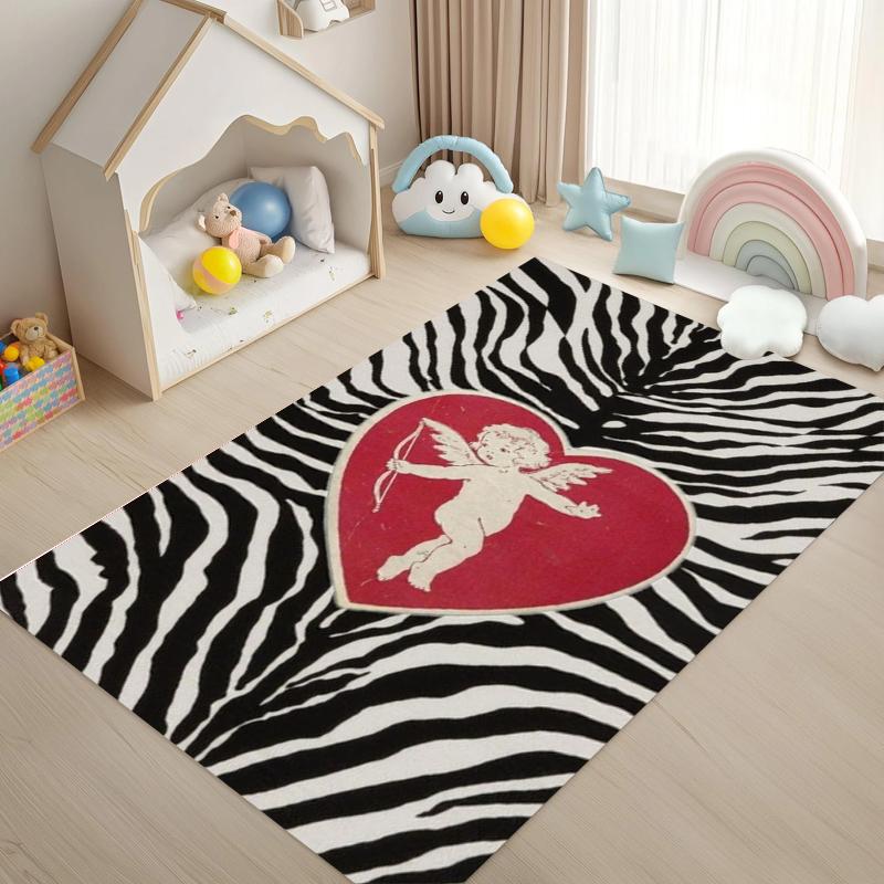 2D Colorful Zebra Stripe Pattern Carpet Rug for Home Living Room Bedroom Sofa Doormat Decor,kid Play Area Rug Non-slip Floor Mat