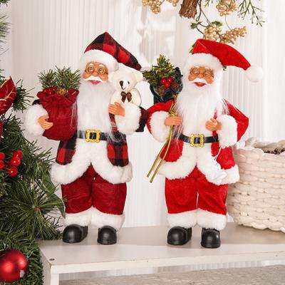 Figurita de Papá Noel de 12" Muñeco de Papá Noel de pie con regalos para decoración navideña de mesa para hogar/oficina