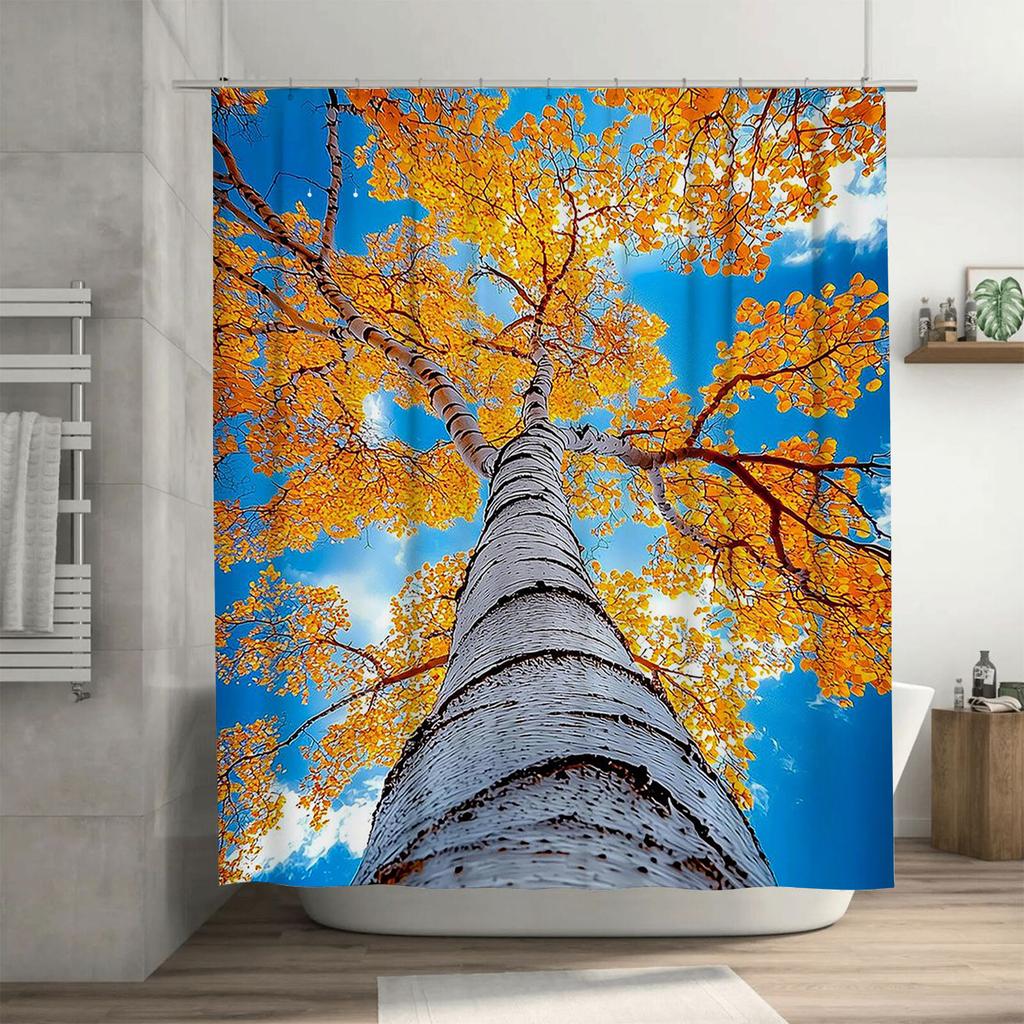 Autumn Tree Waterproof Shower Curtain Heat Resistant Machine Washable Non-Transparent 180x180cm