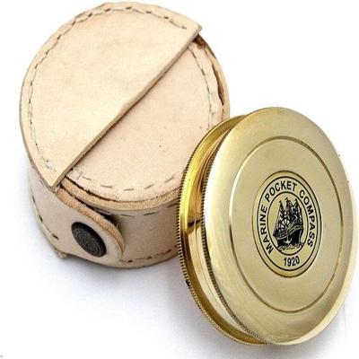 Bussola tascabile Robert Frost Brass Poem con custodia in pelle