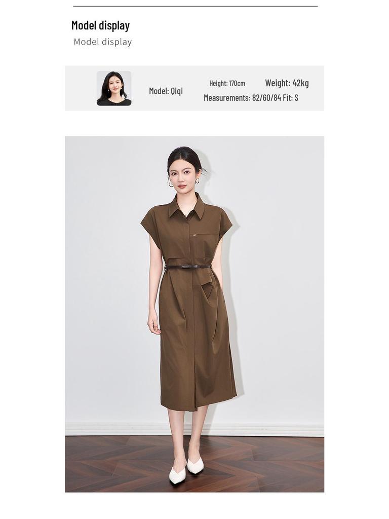 French Minimalist Slim Waist Long Dress Shirt - Women's Summer Collection