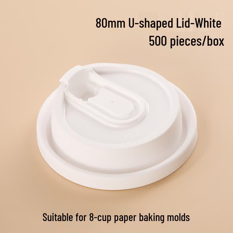 Disposable White 80mm U-Shaped Plastic Cup Lids