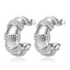 European and American Zircon Striped Diamond Earrings, Stainless Steel C-shaped Stud Earrings Women's Fashion Earrings