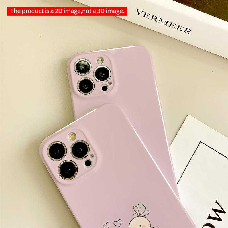 2DFlat Cute Duck with Butterfly and Hearts All inclusive film hard iPhone case, compatible with iPhone 18 Pro Max 17 16 15 14 13 12 11