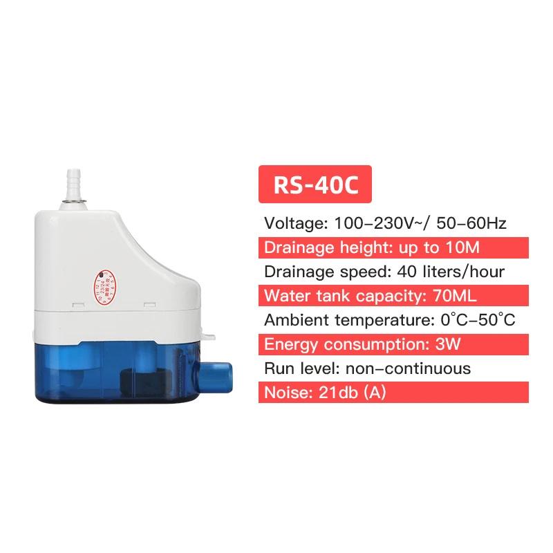 Pompa di Condensa Automatica Ultra-silenziosa 220V 24L/H 40L/H Pompe di Sollevamento Condensa RS-24C/40C 1-3P Scarico Condizionatore d'Aria da Appendere